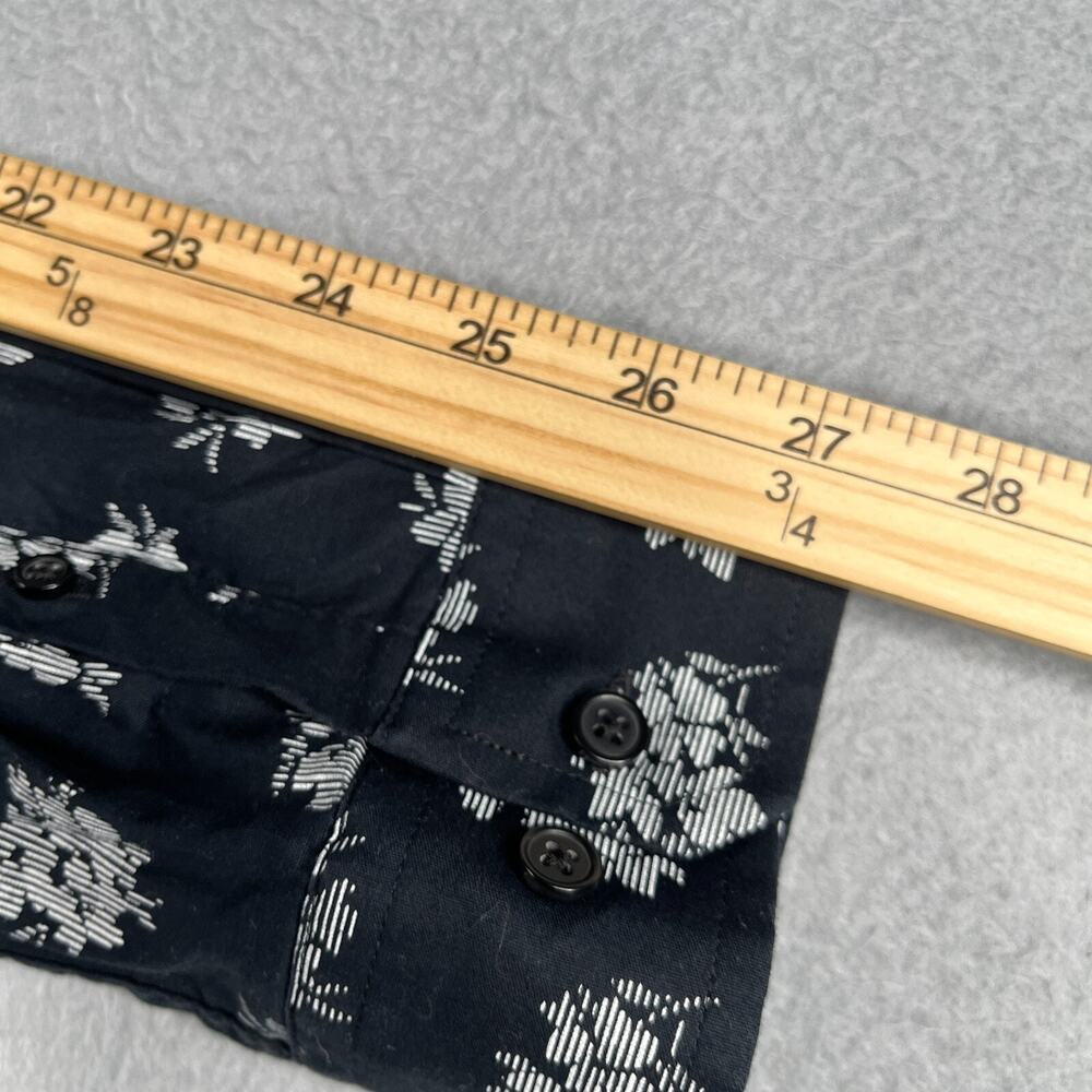 Express 1MX Shirt XL Black Floral Extra Slim Stretch Button Up Long Sleeve Mens - Picture 11 of 11